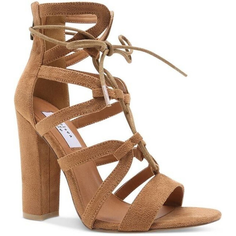 Chelsea & Zoe Womens Size 9 Elyse Brown Suede Lace-up Gladiator Dress Sandals